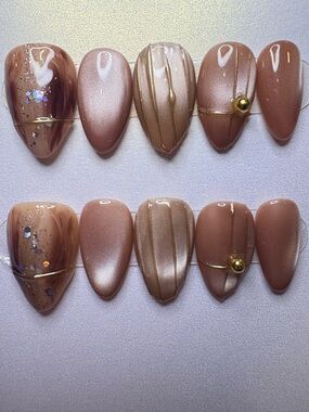Nude Blush Sculpted cat eye Press-On Nail Set - L